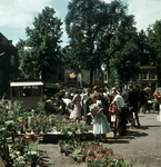 119142 Gezicht op de bloemenmarkt op het Janskerkhof te Utrecht.